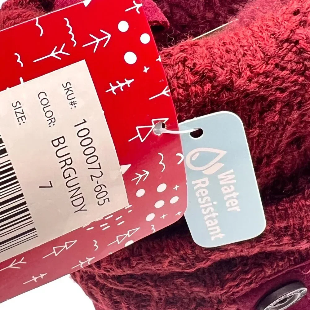 Muk Luks‎ Womens Size 7 Burgundy Red Vegan Suede Leather Winter Boots Shoes